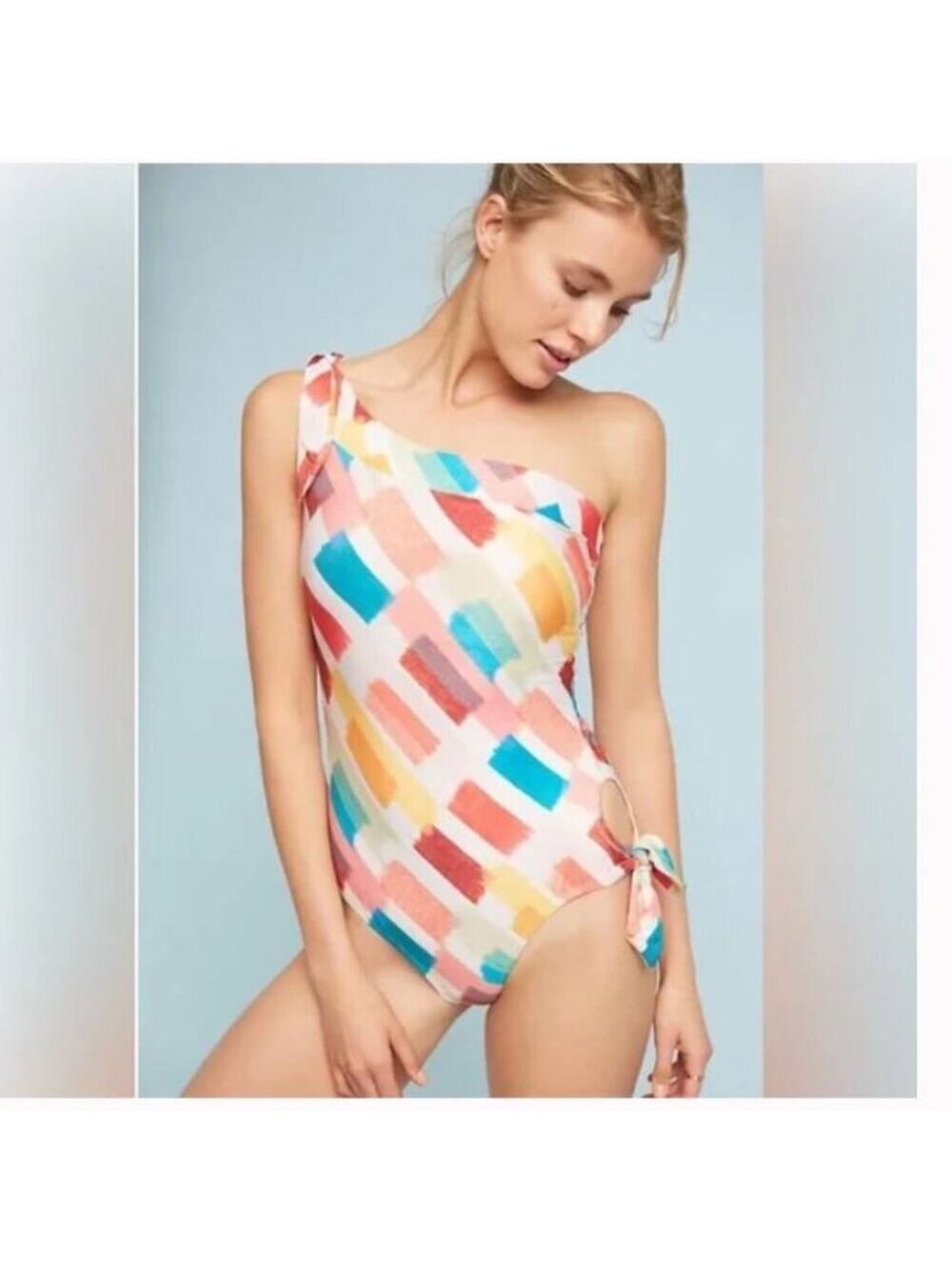 NEW Anthropologie Allihop One Piece swimsuit One Shoulder Sz XS